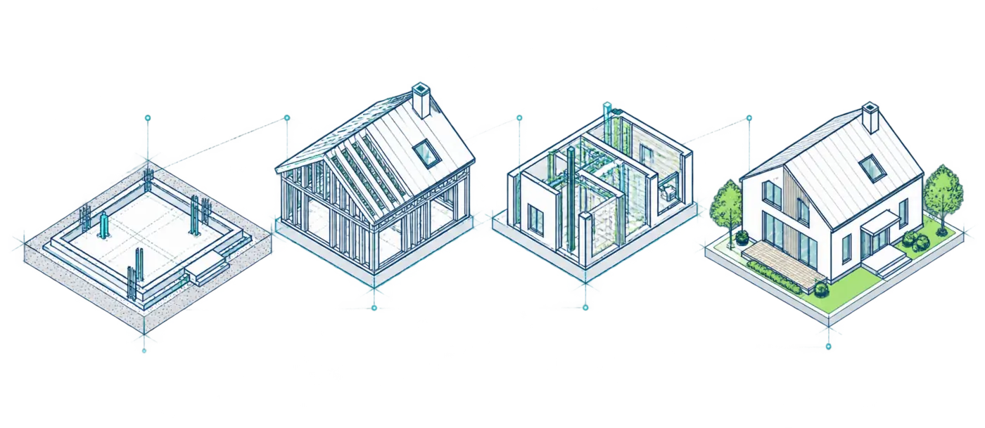 Secuencia técnica desde la cimentación hasta la vivienda terminada